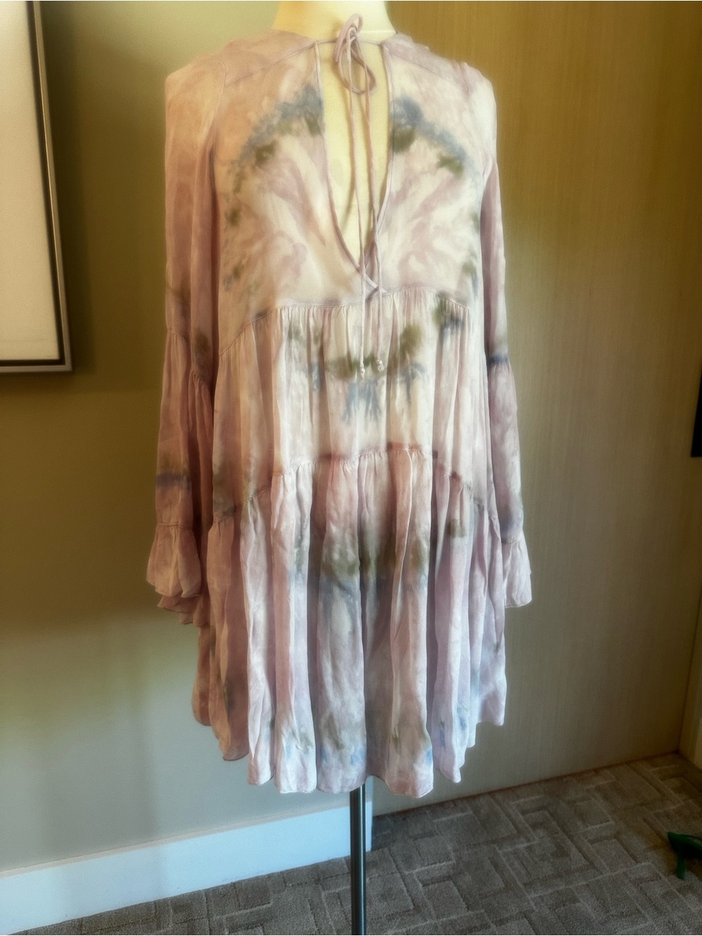 Women's Pink Tie-Dye Ruffle Hem Skirt
